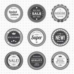 Set of vintage black and white labels. Templates icons