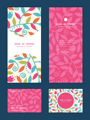 Vector colorful branches vertical frame pattern invitation