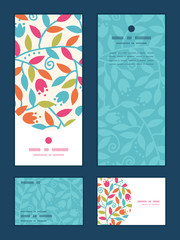 Vector colorful branches vertical frame pattern invitation
