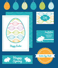 Vector colorful horizontal ogee set of Easter cards, labels