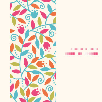 Vector colorful branches vertical frame seamless pattern