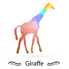 Giraffe with triangles of different colors. Vector.