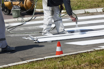 Traffic Series: Renew the Road Marking on the Street © AlexanderNovikov