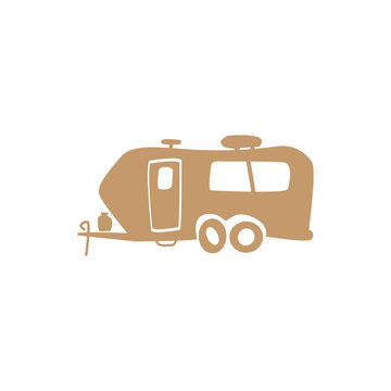 brown camper trailer simple design clip art preview