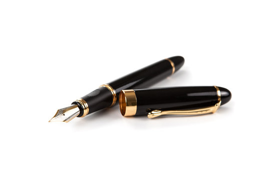 fountain pen on white flatness
