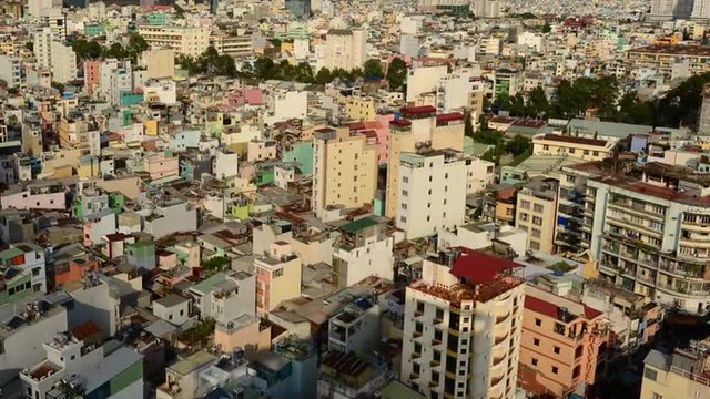 Time Lapse of Shadows sweeping Across Rooftops in Ho Chi Minh City Vietnam