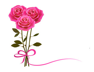 Holiday background with rose and a bow. Vector.