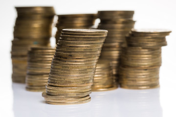 Stack of gold coins isolated on background