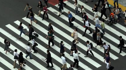 Busy Pedestrian Crossing From Above  - Shibuya, Tokyo Japan - Powered by Adobe