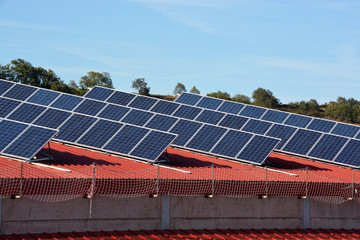 placas solares en el tejado de una fabrica