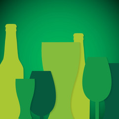 Overlay beer bottle and glass St Patrick's Day card in vector fo