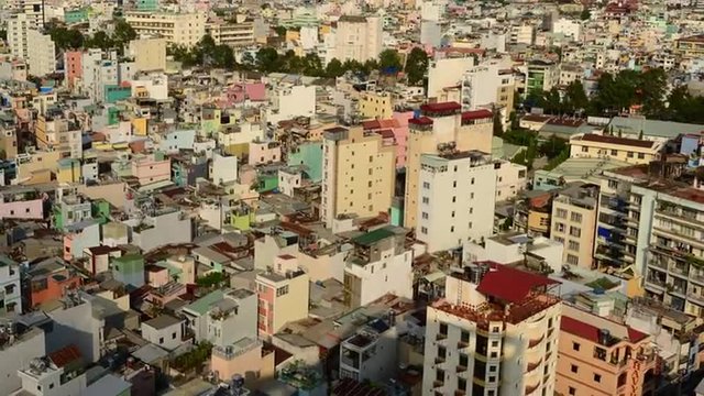 Time Lapse of Shadows sweeping Across Rooftops in Ho Chi Minh City Vietnam