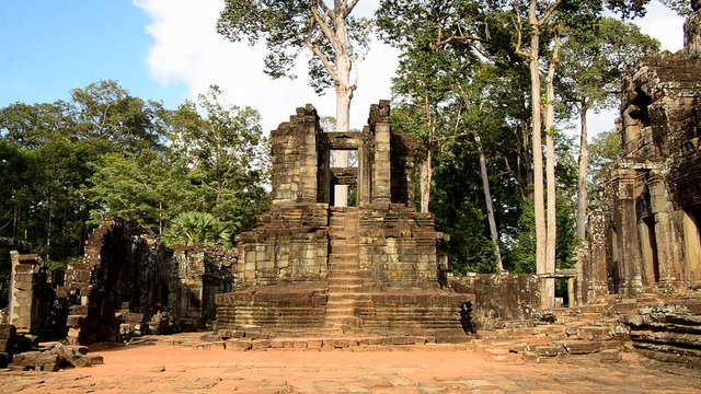 Remains of Ancient Temple Ruins  - Angkor Wat Temple Complex, Cambodia