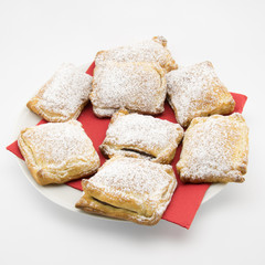 biscuits of puff pastry stuffed with chocolate