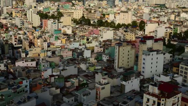 Time Lapse of Shadows sweeping Across Rooftops in Ho Chi Minh City Vietnam