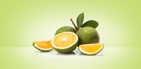 Green sweet oranges fruit