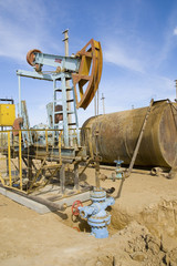 Oil pump under blue sky