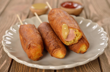 Homemade corn dogs