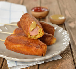 Homemade corn dogs