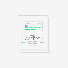 Line design shopping stamps, accept card label