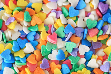 Colorful hearts macro background