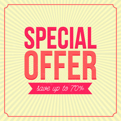 Fototapeta premium Special offer banner, save up to 7,l Vintage style. Vector