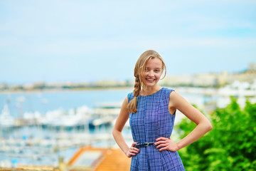 Young woman on Le Suquet hill in Cannes, France