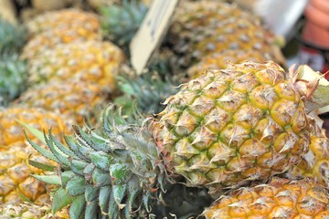Pineapples fruit at the market