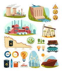 Energetics and natural resources. Infographic elements.