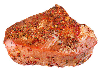 Piece of roasted pork isolated on white background