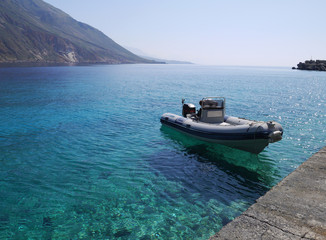 Boat in the crystal clear water