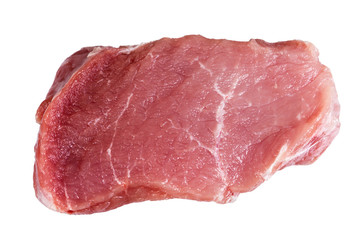 Cut a piece of fresh meat for cooking. Isolated.