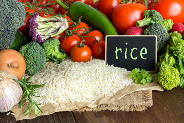 Obraz na płótnie Canvas Basmati rice and vegatables