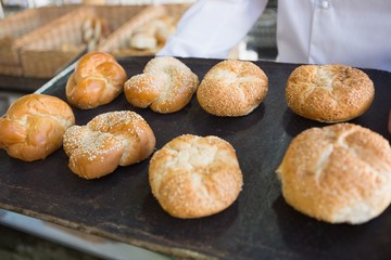 Close up of tray with bread