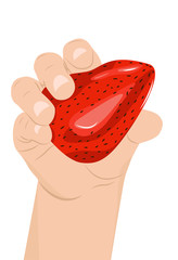 Strawberries in a child hand