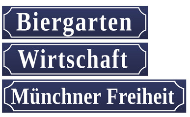 Biergarten Wirtschaft  Straßenschild München