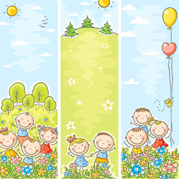 Vertical kids banners with copy space