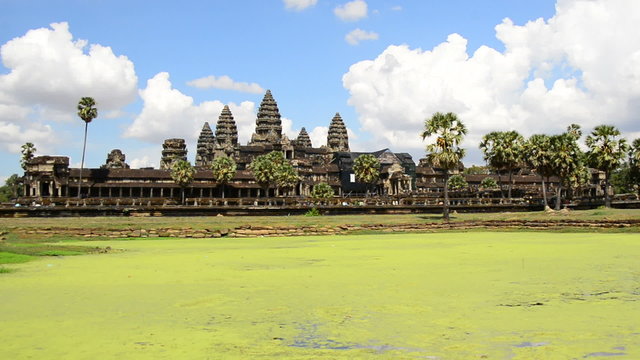Zoom Out of Main Temple Complex - Angkor Wat Temple Cambodia
