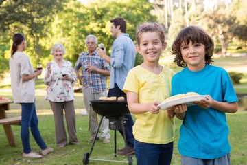Extended family having a barbecue
