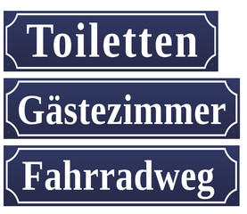 Straßenschild Schild Gästezimmer Toiletten Fahrradweg