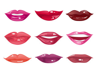Set of female lips on a white background. Vector illustration