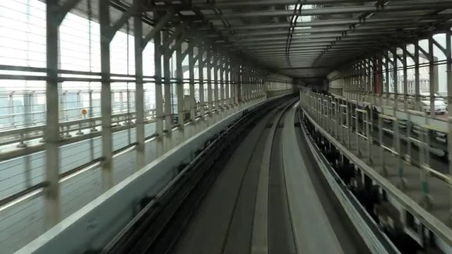 Time Lapse POV of the Tokyo Monorail System with Skyline -  Tokyo Japan
