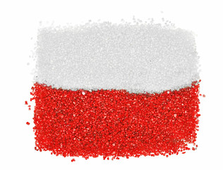 Polish flag from color sand isolated on white