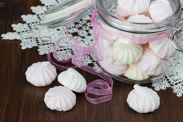 Meringues in a glass jar