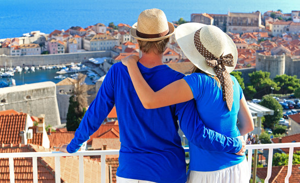 happy couple on summer vacation in Croatia
