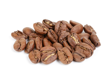 premium coffee beans isolated on white background