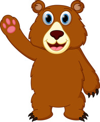 Happy bear cartoon waving hand