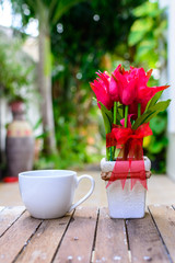 cup of coffee and flower