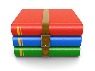 Stack of book with belt (clipping path included)