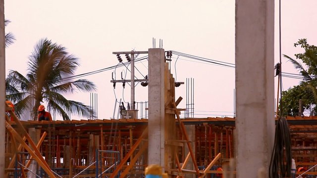 Construction worker working on a construction site. Video